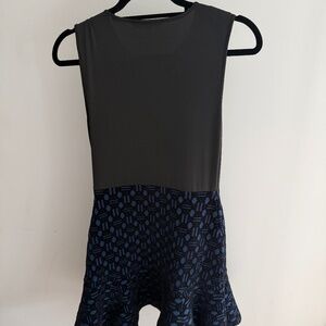 maje blue and black velvet skirt and black tank dress